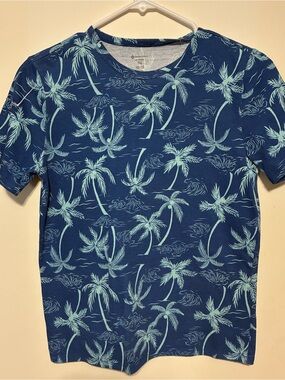 Boy’s Blue Tropical Palm Print T-Shirt